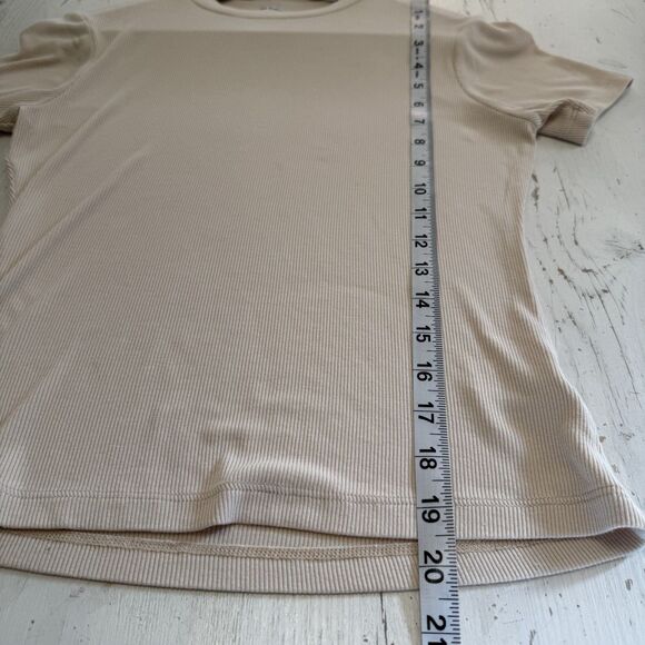 LNA Womens Crew Neck Ribbed Long Sleeve Crop Top Light Beige Size XS - Picture 8 of 8